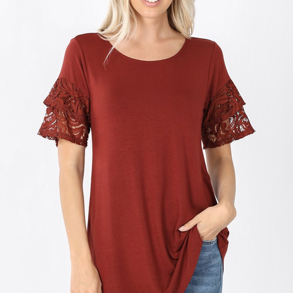 Rayon Lace Sleeve Top